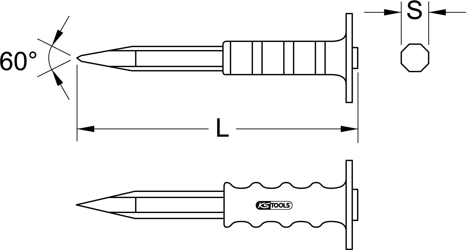 KS TOOLS Spitzmeißel mit Handschutzgriff, 8-kant, 20x1000mm (162.0249)