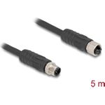 Delock M12 Kabel L-kodiert 4 Pin Stecker zu Buchse PUR schleppkettentauglich 5 m (80522)