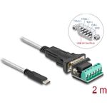 Delock Adapter USB 2.0 Type-C zu 1 x Seriell RS-422/485 Stecker mit 6 Pin Terminalblock 5 V (64270)