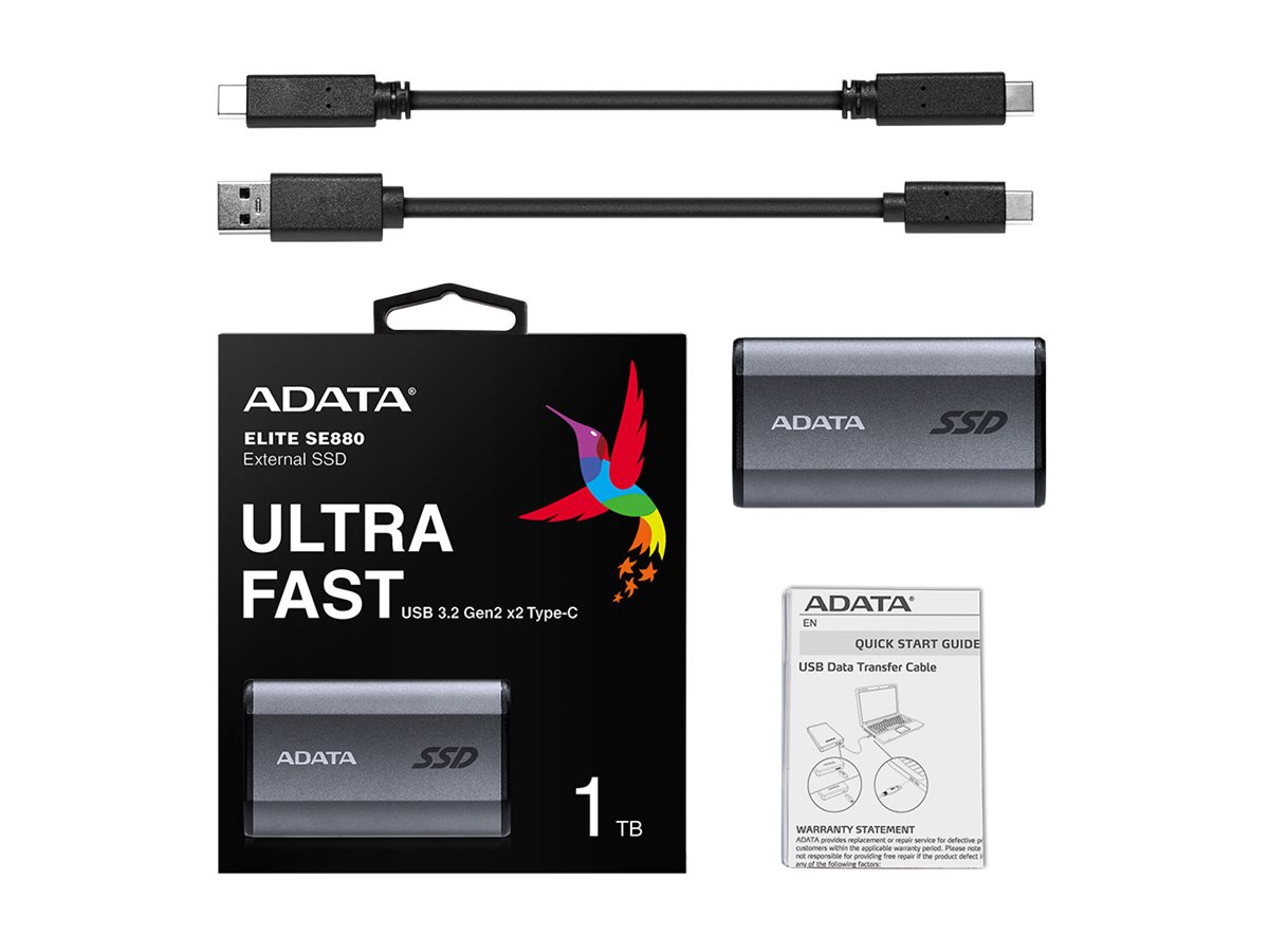 ADATA SE880 Externe SSD 1 TB USB 3.2 Gen 2 USB-C Titanium Gray