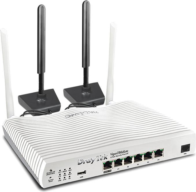 Draytek Vigor 2866L WLAN-Router Gigabit Ethernet Dual-Band (2,4 GHz/5 GHz) 4G Weiß (V2866L-DE-AT-CH)