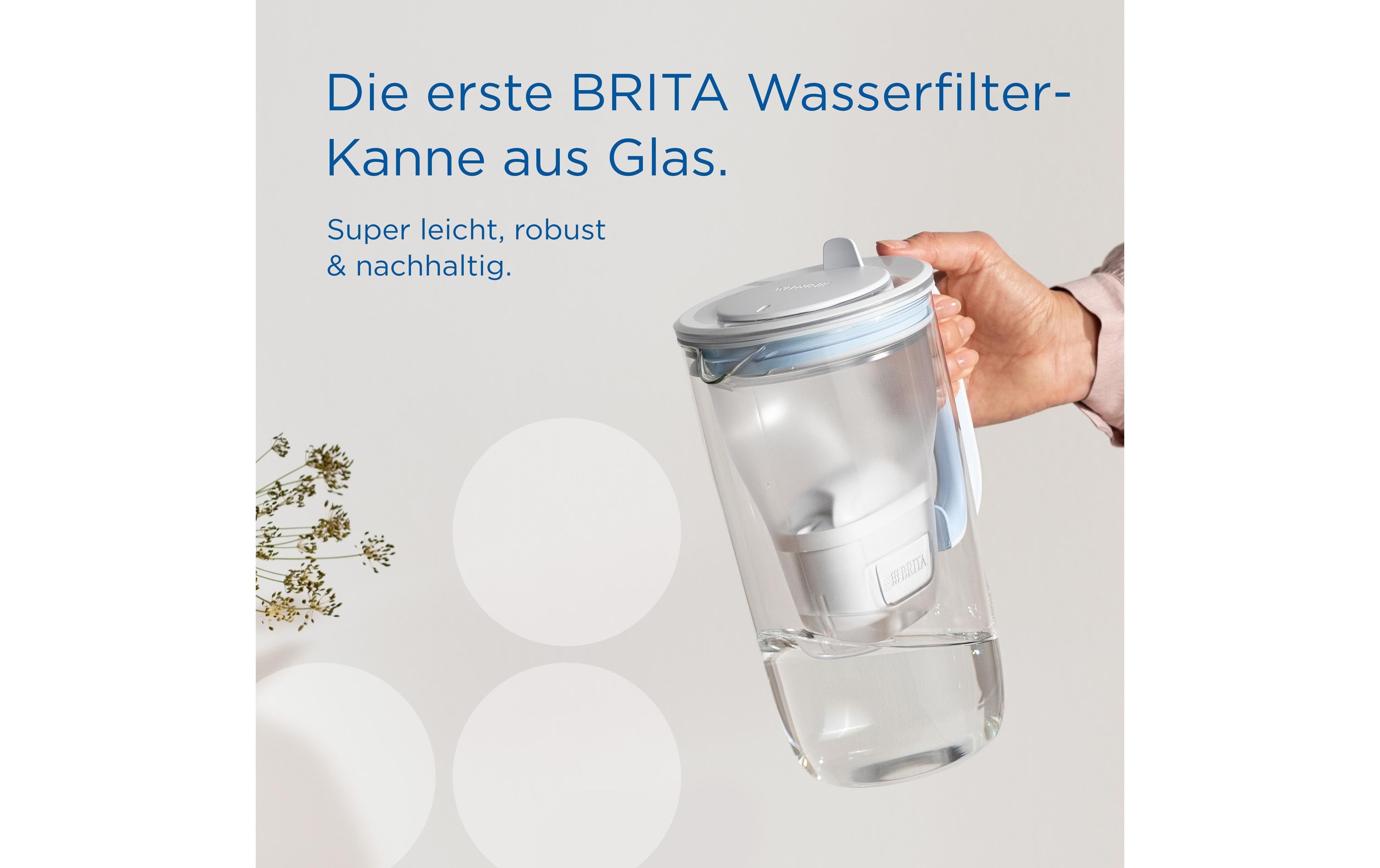 BRITA Glas Kanne Model One 2,5 l Weiß, Hellblau