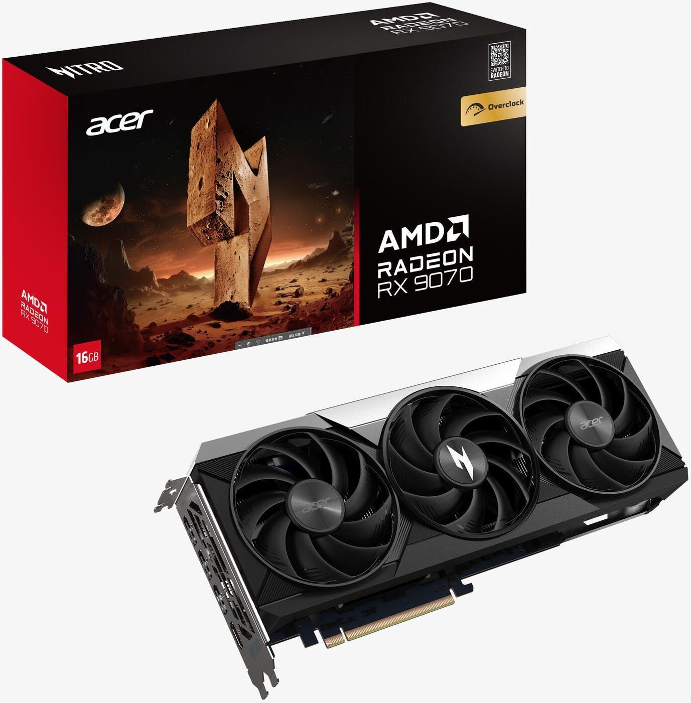 Acer Nitro AMD Radeon RX 9070 16G OC - 16GB GDDR6, 1x HDMI, 3x DP (DP.Z4EWW.P01)