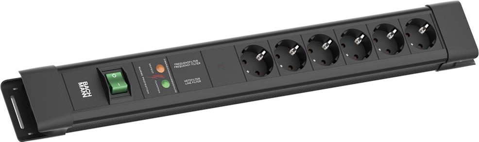 Bachmann CONNECTUS 6xCEE7/3 1xGVS 1xSchalter 2.0m CEE7/7 Schwarz (BM005910)