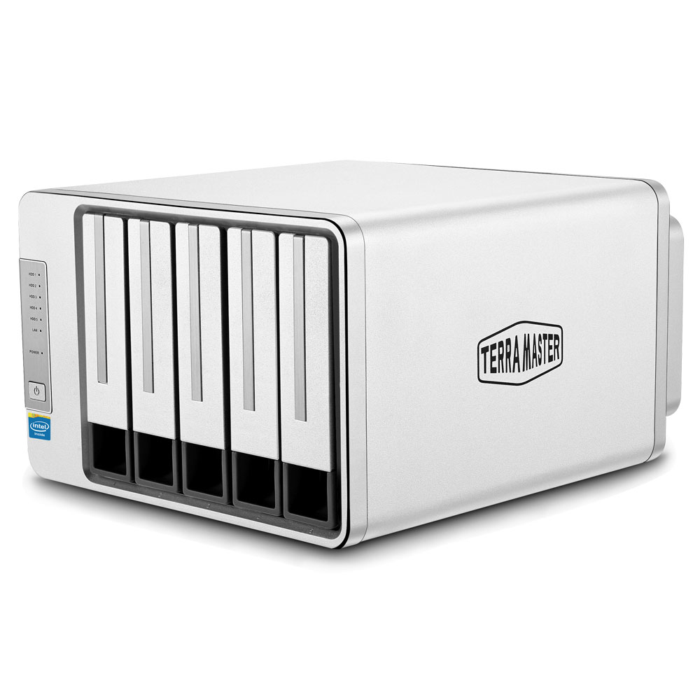 TerraMaster F5-221 NAS-Server 5 Schächte Intel Celeron J3355 2 GB RAM Grau
