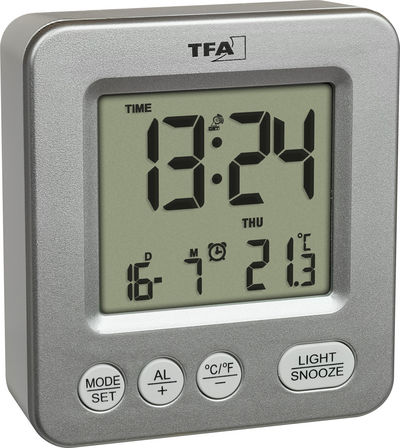 TFA Dostmann 60.2567.54 Funk Wecker Silber Alarmzeiten 1 (60.2567.54)