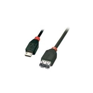 Lindy USB 2.0 Kabel Typ Micro-B/A OTG, 0,5m USB 2.0 OTG Kabel mit Typ Micro-B Stecker an Typ A Kupplung verbindet Smartphones, Tablets und Digitalkameras mit einem USB Port für alle Datentransferraten bis 480MBit/sec. (31935)