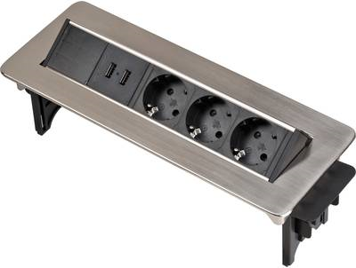 Brennenstuhl Indesk Tischsteckdose 3 fach 2x USB (1396200113)