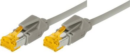 Patchkabel S/FTP, PiMF, Cat 6a, grau, 10,0 m Für 10 Gigabit/s, PVC, hochflexibel, mit Dätwyler-Kabel und Hirosesteckern TM31 (70610)