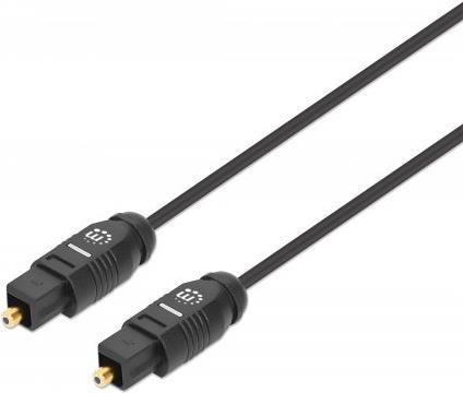 MANHATTAN Toslink Digitales Optisches Audiokabel 2 x Toslink S/PDIF-Stecker, 5 m, vergoldete Kontakte, schwarz (356091)