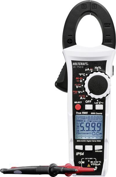 VOLTCRAFT Stromzange, Hand-Multimeter kalibriert (ISO) digital Spritzwassergeschützt (IP54) CAT IV 600 V Anzeige (Counts): 6000 (VC-12720305)