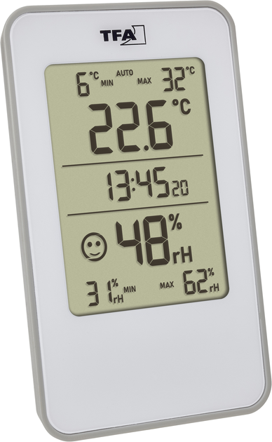 TFA Dostmann Digitales Thermo-Hygrometer Thermo-/Hygrometer Weiß 30.5057.02 (30.5057.02)
