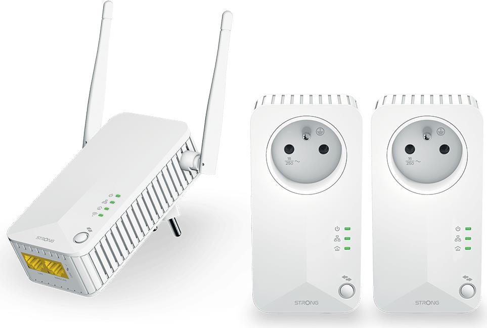 Strong Powerline WiFi 600 Triple Pack V2 600 Mbit/s Eingebauter Ethernet-Anschluss WLAN Weiß 3 Stück(e) (PLWF600TRIEUV2)