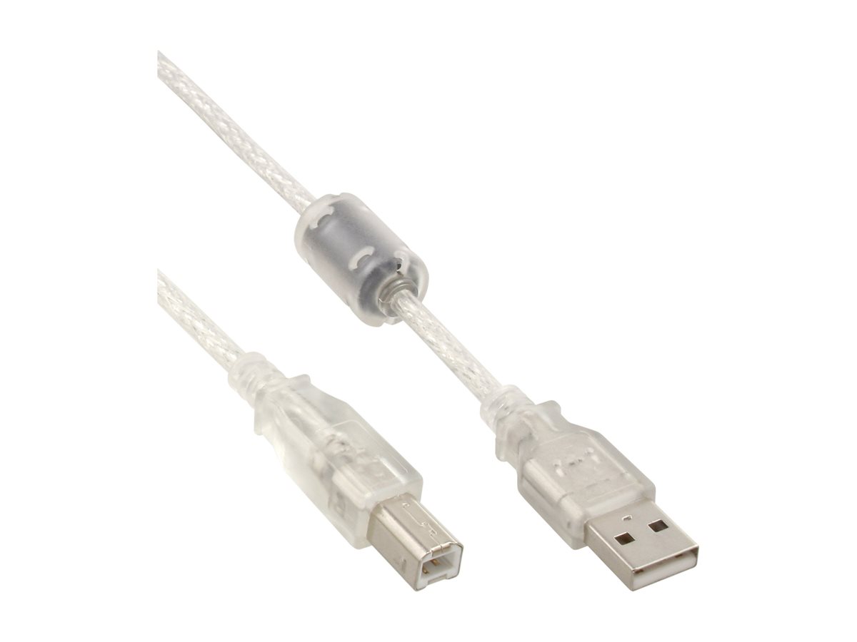 InLine USB 2.0 Kabel USB A auf USB B 0,3 m Transparent