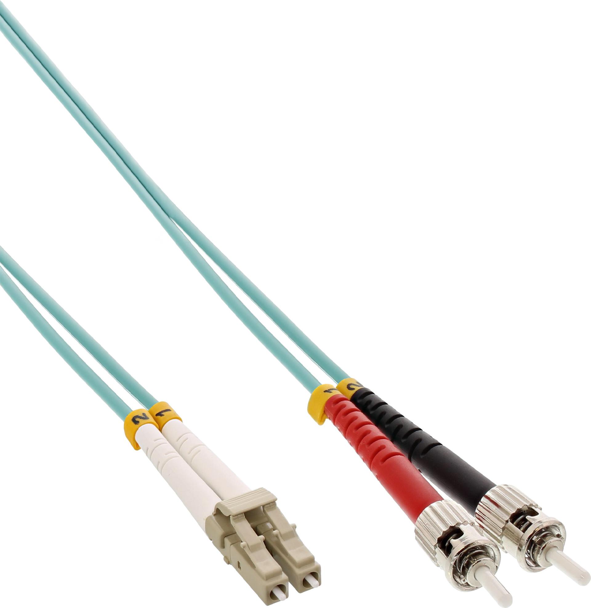 InLine 88510O Patch-Kabel LC Multi-Mode zu ST Multi-Mode 10 m OM3 Türkis