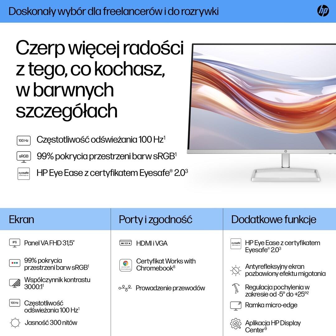 HP Series 5 532sf 32" Monitor 1920 x 1080 100 Hz VA Schwarz, Silber
