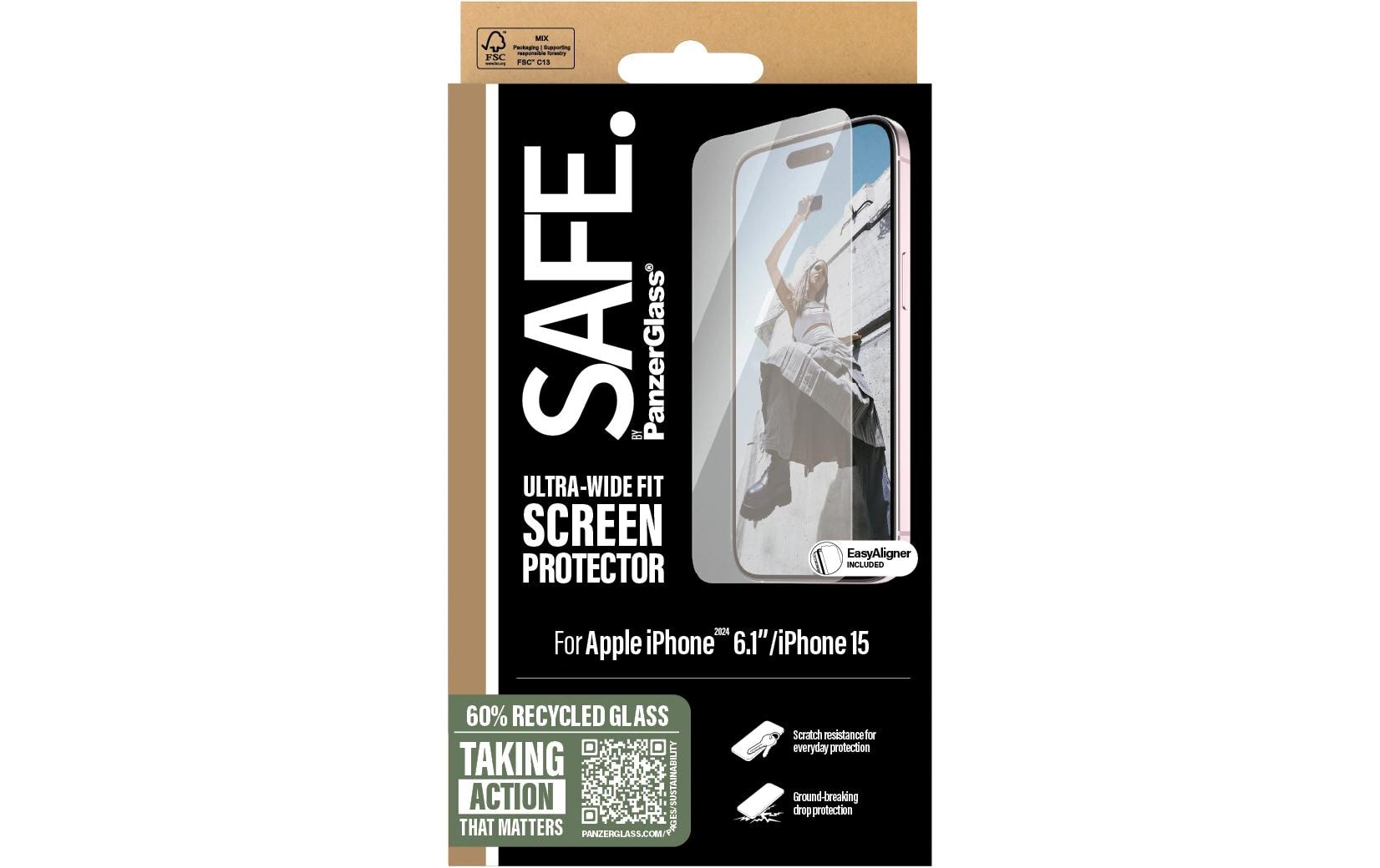 PanzerGlass SAFE. Displayschutzfolie iPhone 16 6,1" Ultra-Wide Fit Transparent
