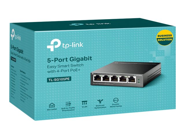 TP-Link TL-SG105PE 5-Port Gigabit Easy Smart Switch Schwarz