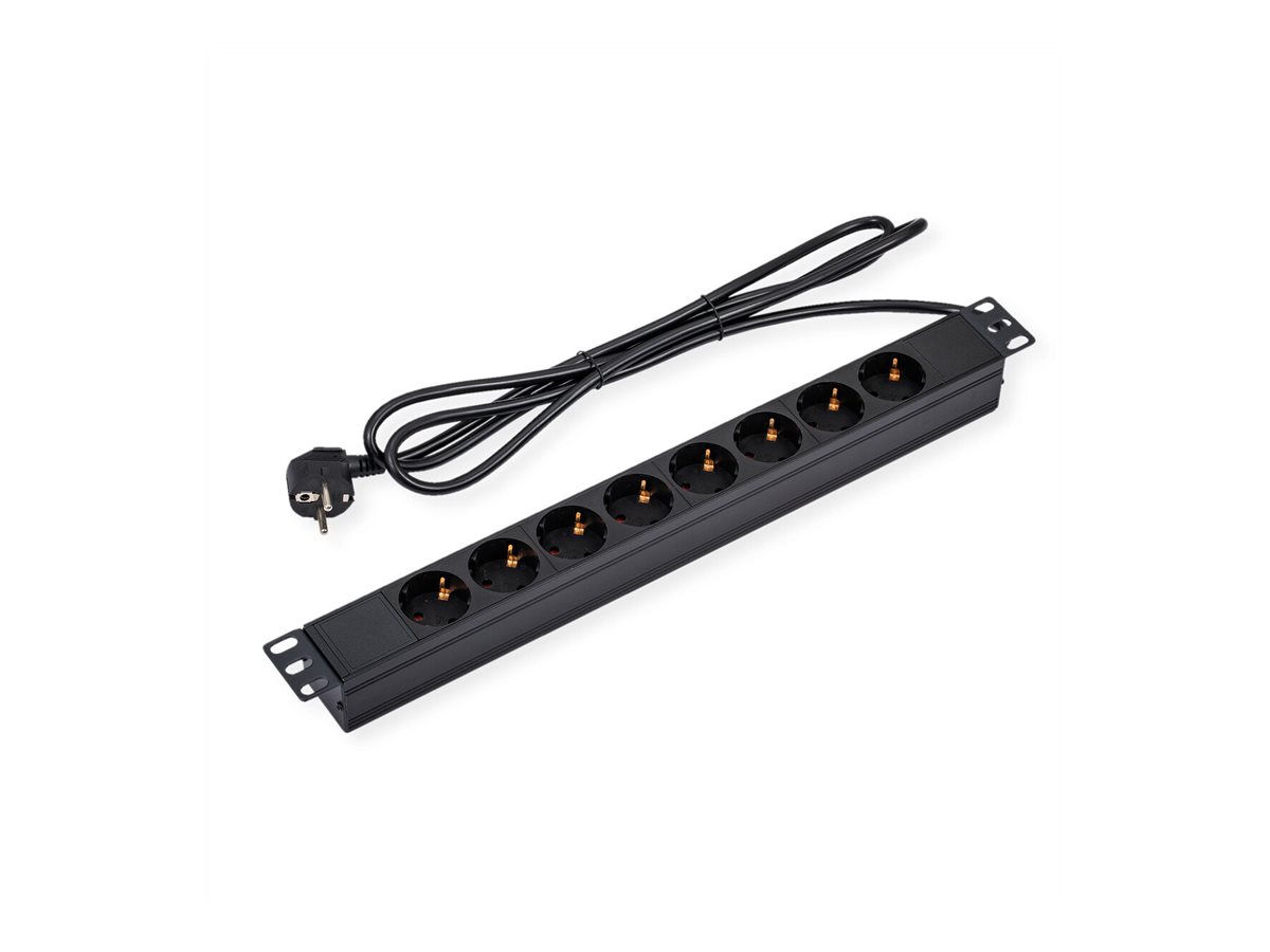 VALUE 19.99.1636 19" Steckdosenleiste 1 HE 8-fach 4000 W Schwarz, RAL 9005