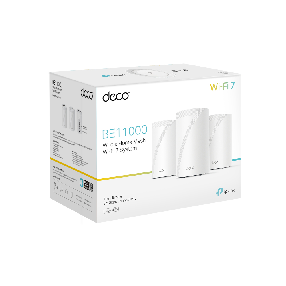 TP-Link Deco BE65 (3-pack) Wi-Fi 7 WLAN-System 9.3 Gbps Weiß