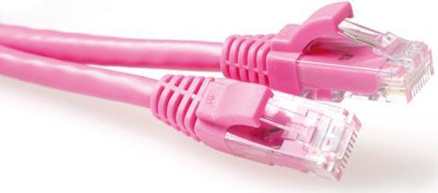 ACT Pink 2 meter U/UTP CAT6A patch cable snagless with RJ45 connectors. Cat6a u/utp snagless pk 2.00m (IB2402)