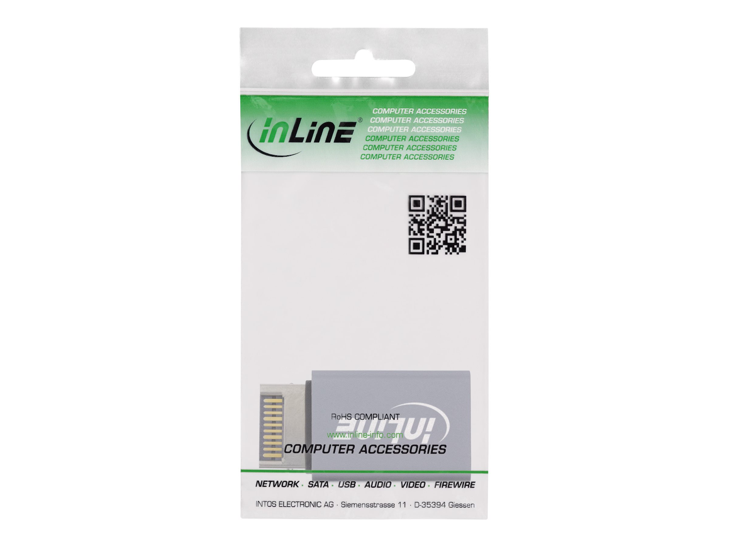 InLine USB 3.2 Adapter intern USB-E Frontpanel zu USB-A Buchse Grau