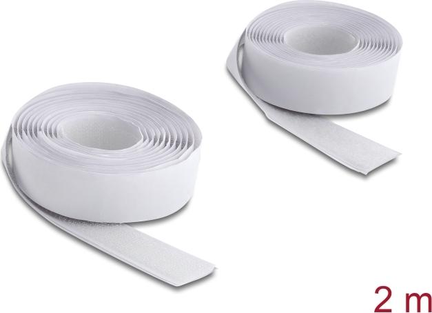 Delock Klettband selbstklebend mit Haft- und Flauschband L 2 m x B 20 mm weiß (19067)