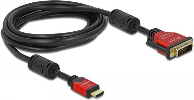 Delock 84343 HDMI zu DVI-D (Single-Link) Adapterkabel bidirektional 3 m Schwarz/Rot