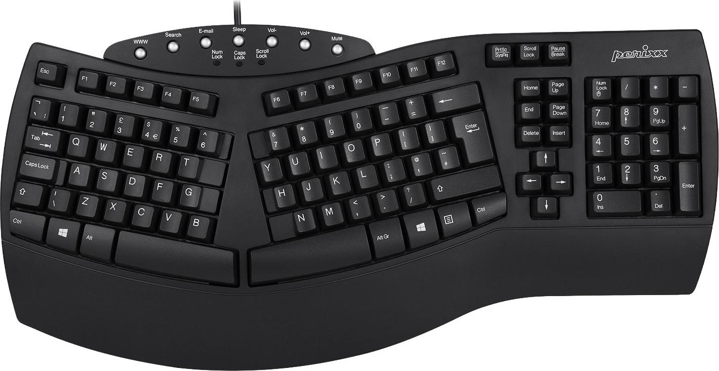 Perixx PERIBOARD-512 UK, Ergonomische USB-Tastatur, schwarz (PERIBOARD-512 UK (black))