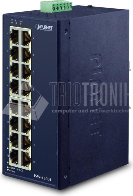 PLANET ISW-1600T Netzwerk-Switch Fast Ethernet (10/100) Blau (ISW-1600T)