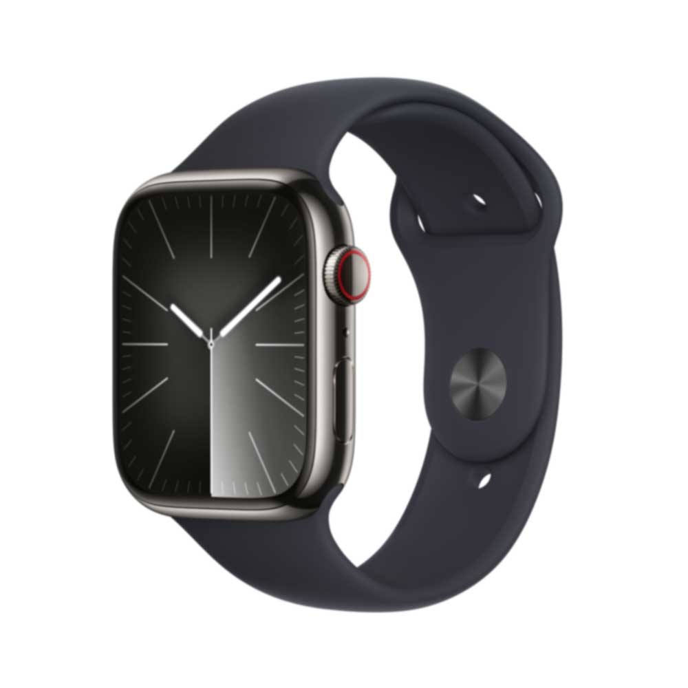 APPLE Watch Series 9 GPS + Cellular 45mm Graphite Stainless Steel Case with Midnight Sport Band - S/M (MRMV3QF/A)