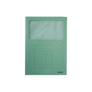 LEITZ Sichtmappe, DIN A4, Karton, mit Sichtfenster, hellgrün fenster aus Pergamin, rechte und obere Seite offen, - 100 Stück (3950-00-50)