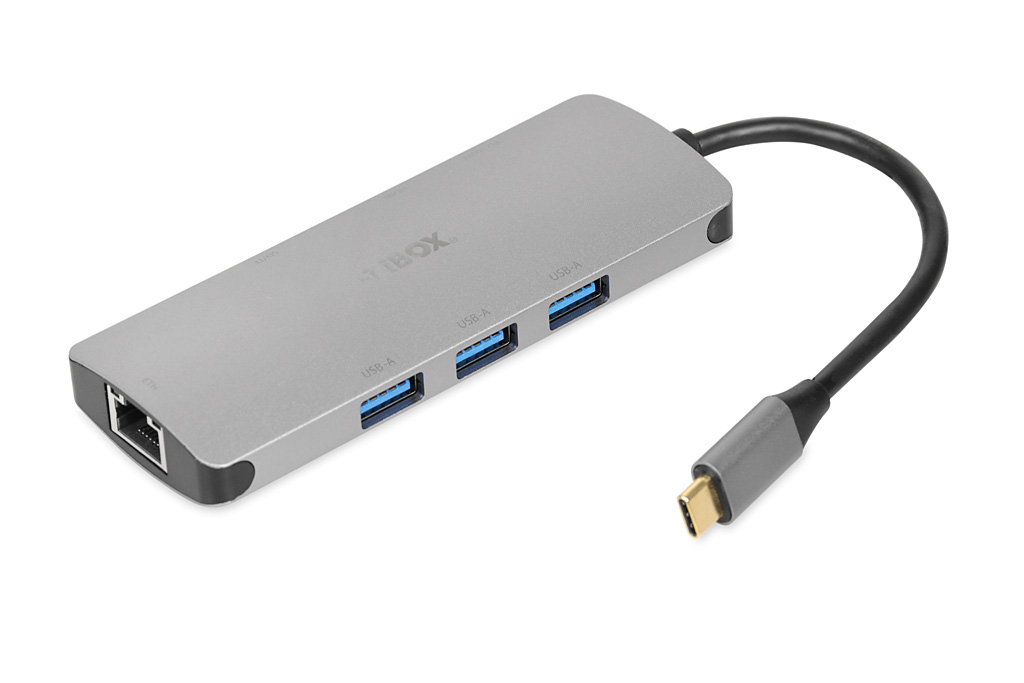 iBox IUH3RJ4K Dockingstation USB-C 100W Power Delivery Silber