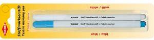 KLEIBER Stoffmarkierstift, 2er Set, weiß & blau wasserlöslich / auswaschbar, zum Anzeichnen von Markierungen - 1 Stück (21003)