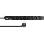 Lanview 19" Rack mount power strip, with hot swap surge protector device, 2m cable with Schuko plug (LVR-2MSCH-SPD-SCH8)