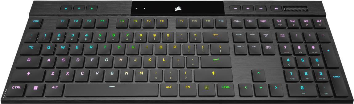 Corsair K100 RGB AIR Ultra-Thin Mechanical Gaming Keyboard DE Tastatur USB + RF Wireless + Bluetooth Deutsch Schwarz (CH-913A01U-DE) (geöffnet)