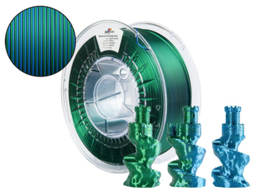 Spectrum Filaments PLA Magic SILK Filament 1.75 mm 1 kg Lagoon Breeze