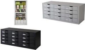 PAPERFLOW Schubladenelement, 12 Schubladen, schwarz aus Polystyrol, fertig montiert - 1 Stück (9H4441.01)
