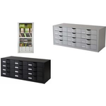 PAPERFLOW Schubladenelement, 12 Schubladen, schwarz aus Polystyrol, fertig montiert - 1 Stück (9H4441.01)