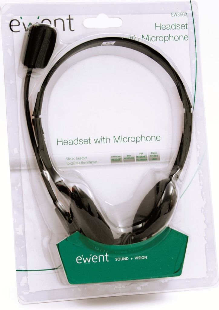 EWENT Kopfhörer mit Mikrofon kabelgebunden 2,1m. Farbe: Grau/Schwarz, LIEFERUMFANG: Kopfhörer mit 2,