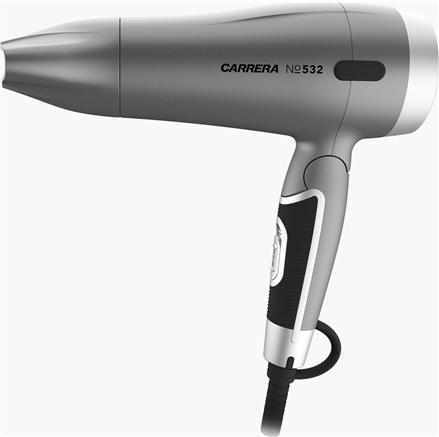 Carrera 532 Compact Haartrockner - Ionenfunktion - Klappgriff - 1600 W - Silber Schwarz (15231011)