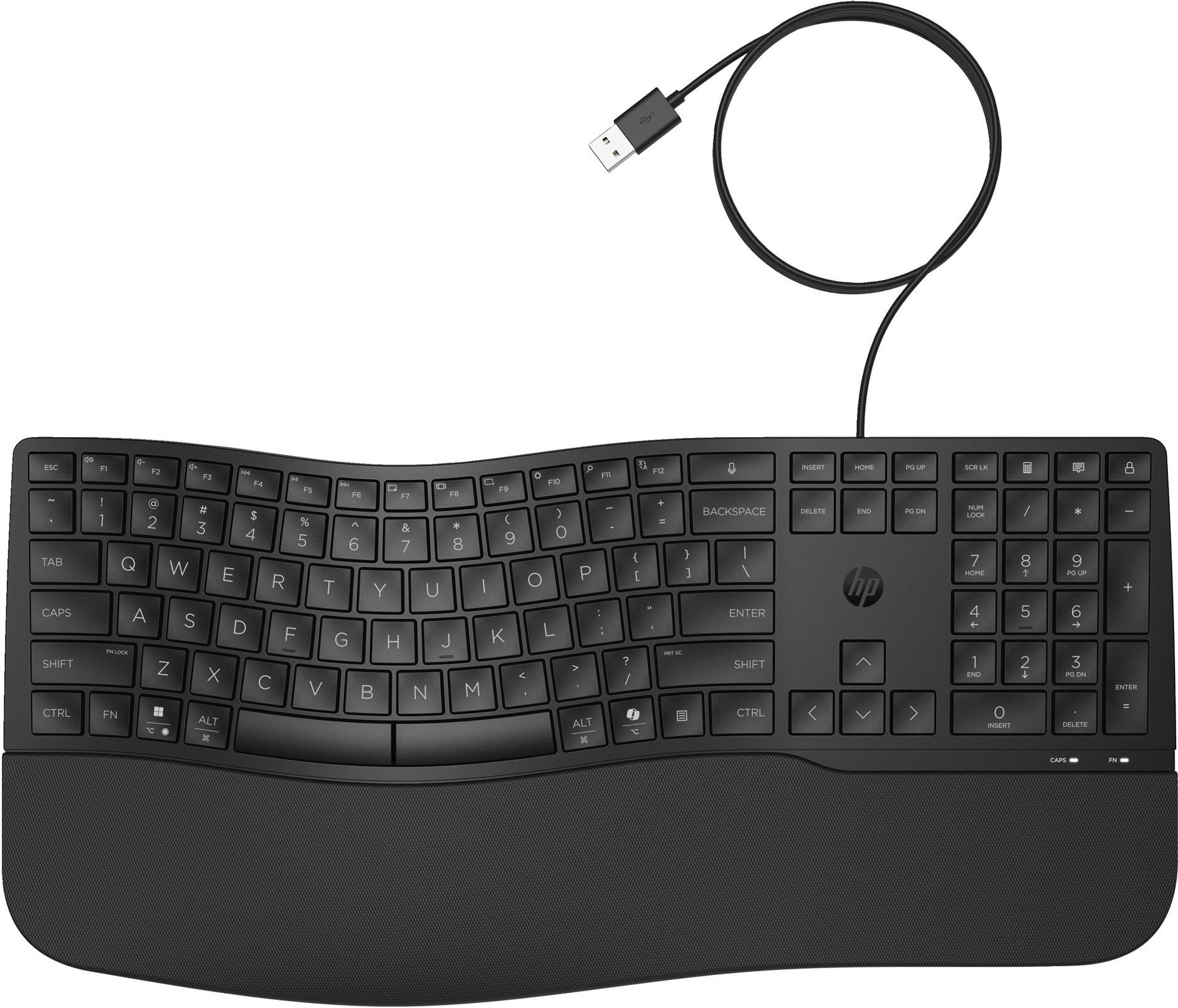HP 485 Comfort Kabelgebundene Tastatur Ergonomisch QWERTZ USB Schwarz