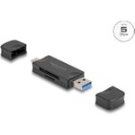 Delock Card Reader USB 5 Gbps Type-C Typ-A für SD und Micro Speicherkarten (91020)
