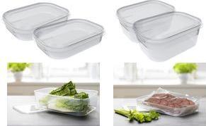 plast team Gefrierdosen-Set Helsinki, 0,7 Liter, 2er Set transparent, rechteckig, aus PP, lebensmittelsicher, spül - 1 Stück (15930101)