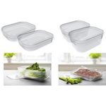 plast team Gefrierdosen-Set Helsinki, 0,7 Liter, 2er Set transparent, rechteckig, aus PP, lebensmittelsicher, spül - 1 Stück (15930101)