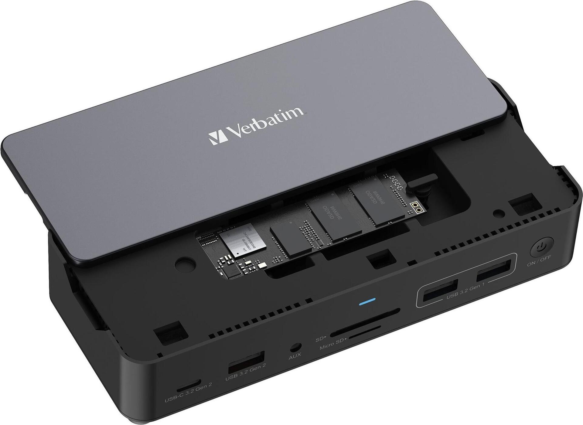 Verbatim Pro CDS-15S Dockingstation USB-C 100 W Schwarz, Grau