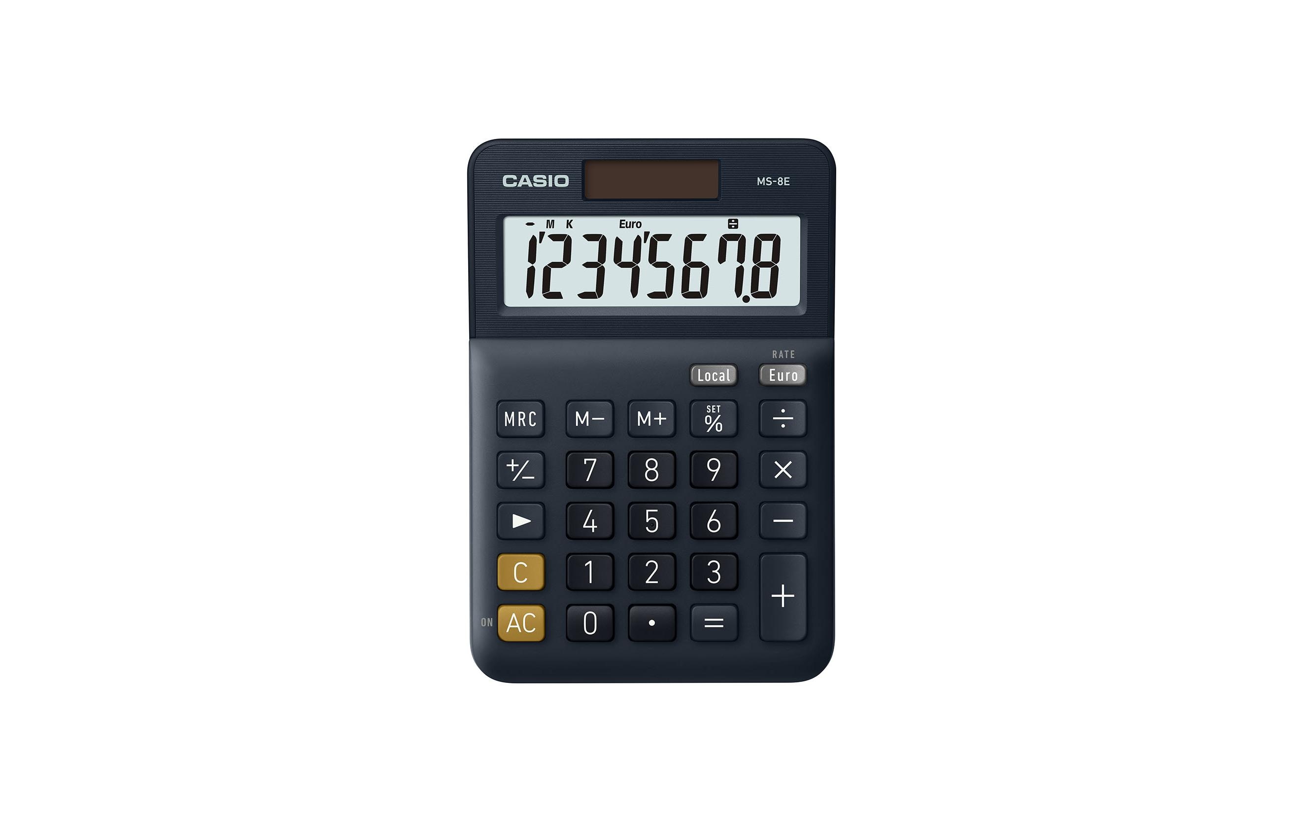 Casio MS-8E Tischrechner 8 Stellen LCD Solar/Batterie Schwarz/Grau/Orange