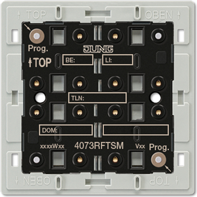JUNG 4073 RF TSM. Energiequelle: Batterie/Akku, Gleichstrom, Kompatible Batteriegrößen: CR2450N. Produktfarbe: Grau (4073RFTSM)
