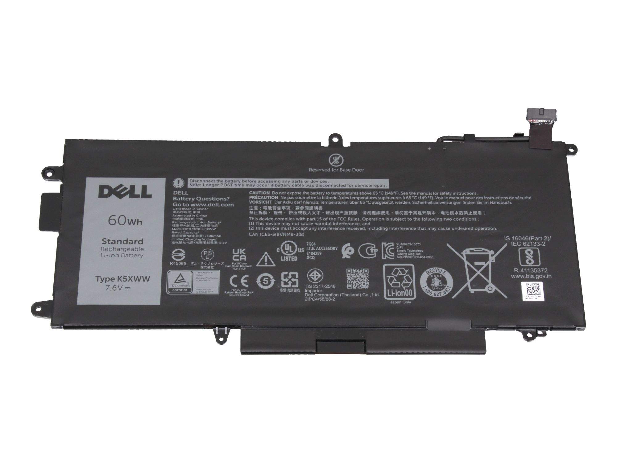 Dell N18GG Notebook-Akku 60 Wh 4 Zellen Lithium-Ionen Schwarz