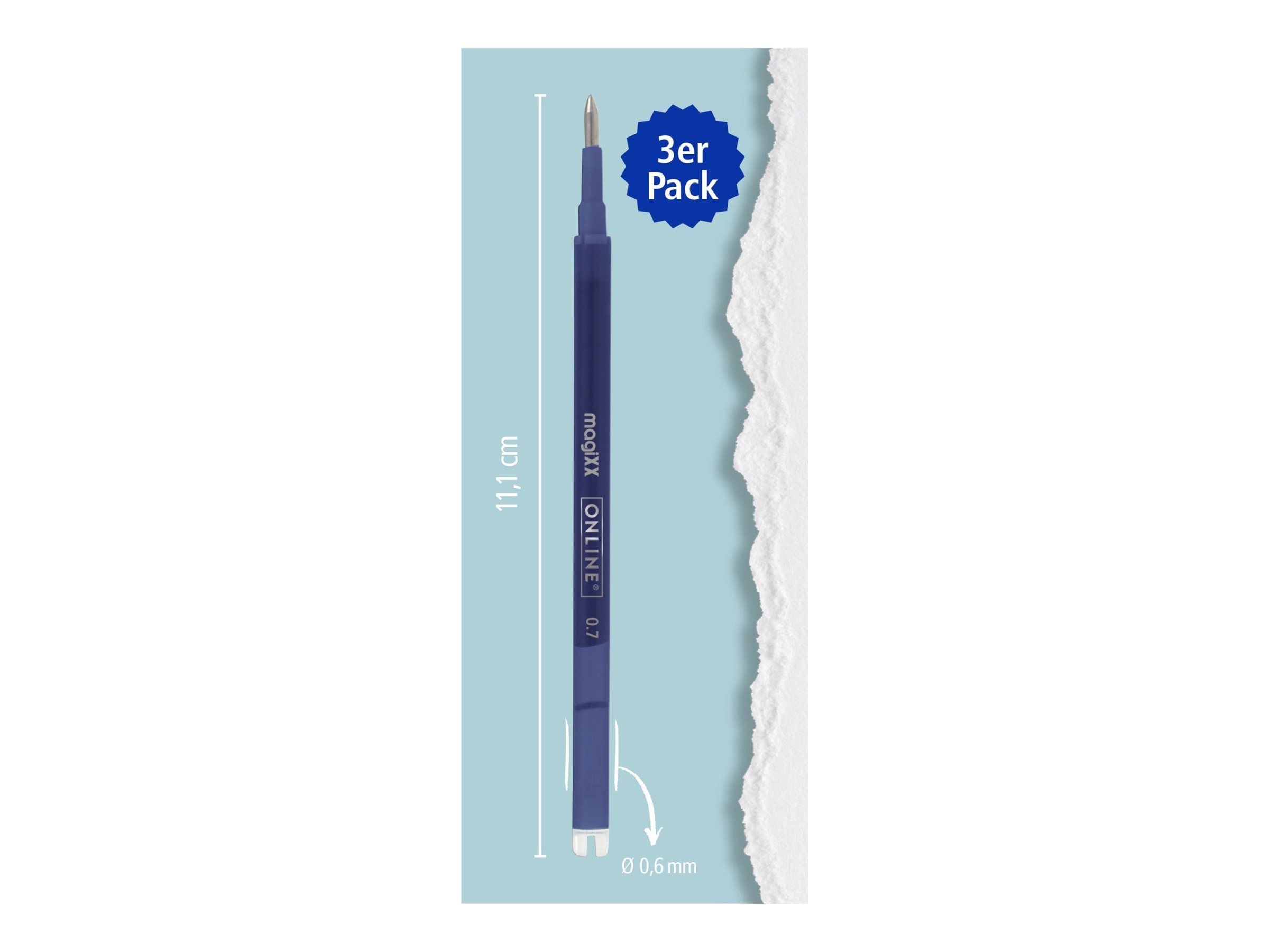 ONLINE magiXX Gelschreibermine Blau 0,7 mm 3 St.